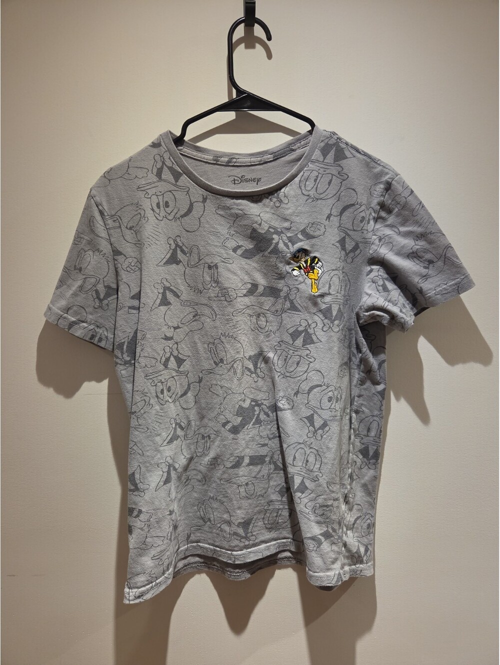 Disney Sm Unisex Character Sketch Ringer Grey Donald Duck